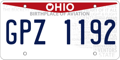 OH license plate GPZ1192