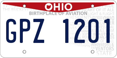 OH license plate GPZ1201