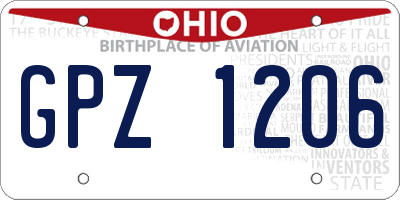 OH license plate GPZ1206