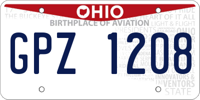OH license plate GPZ1208