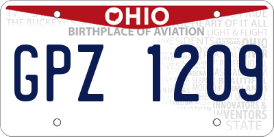 OH license plate GPZ1209