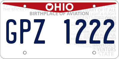 OH license plate GPZ1222