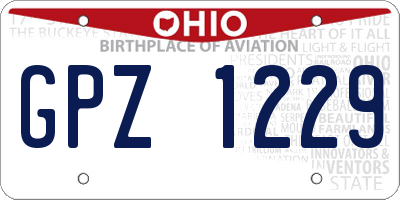 OH license plate GPZ1229