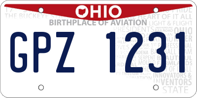 OH license plate GPZ1231