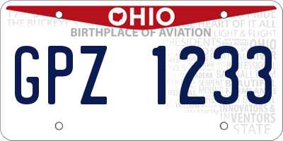 OH license plate GPZ1233
