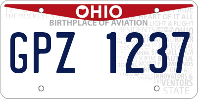 OH license plate GPZ1237