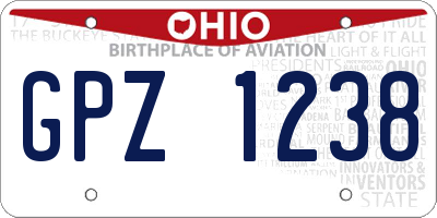 OH license plate GPZ1238