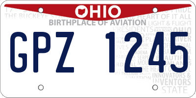 OH license plate GPZ1245