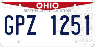 OH license plate GPZ1251