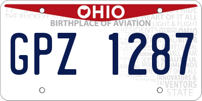 OH license plate GPZ1287