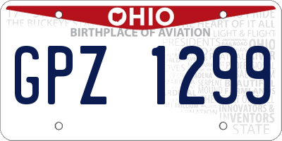 OH license plate GPZ1299
