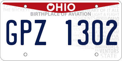 OH license plate GPZ1302