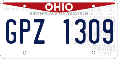 OH license plate GPZ1309