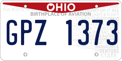OH license plate GPZ1373