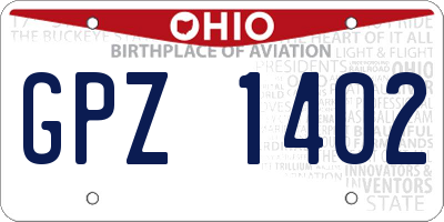 OH license plate GPZ1402