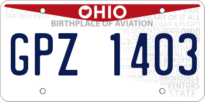 OH license plate GPZ1403