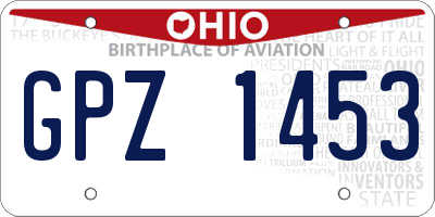 OH license plate GPZ1453