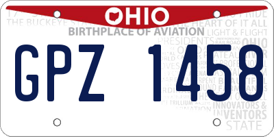OH license plate GPZ1458