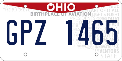 OH license plate GPZ1465