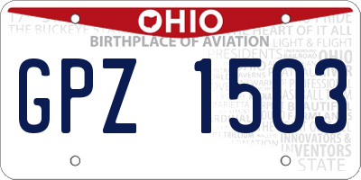 OH license plate GPZ1503