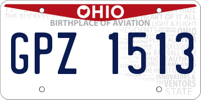 OH license plate GPZ1513