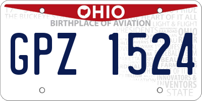 OH license plate GPZ1524