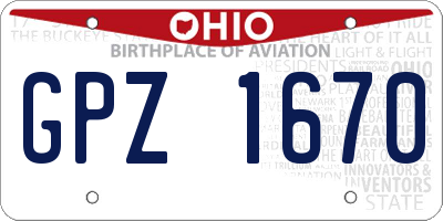 OH license plate GPZ1670