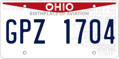 OH license plate GPZ1704