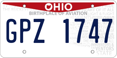 OH license plate GPZ1747