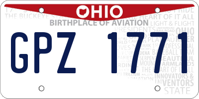 OH license plate GPZ1771