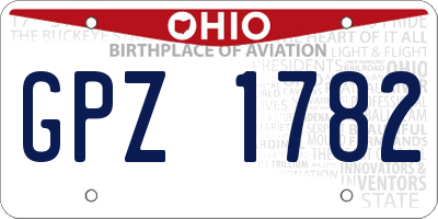 OH license plate GPZ1782