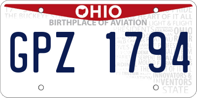OH license plate GPZ1794