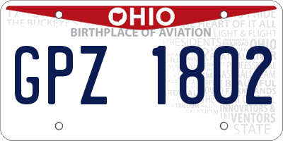OH license plate GPZ1802