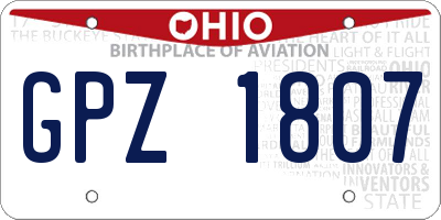 OH license plate GPZ1807