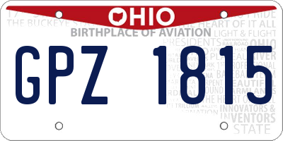 OH license plate GPZ1815