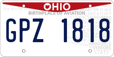 OH license plate GPZ1818