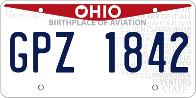 OH license plate GPZ1842