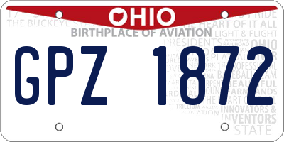 OH license plate GPZ1872
