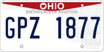 OH license plate GPZ1877