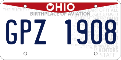 OH license plate GPZ1908