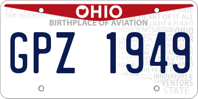 OH license plate GPZ1949