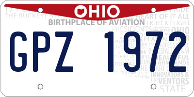 OH license plate GPZ1972