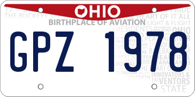 OH license plate GPZ1978