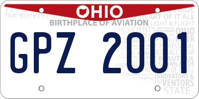 OH license plate GPZ2001