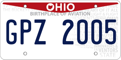 OH license plate GPZ2005