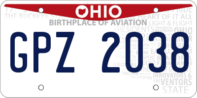 OH license plate GPZ2038