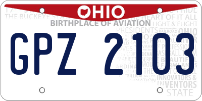 OH license plate GPZ2103