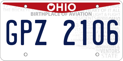 OH license plate GPZ2106