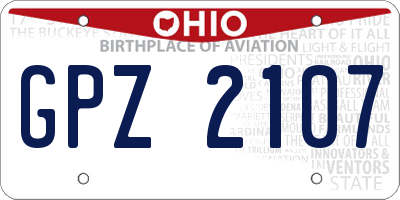 OH license plate GPZ2107