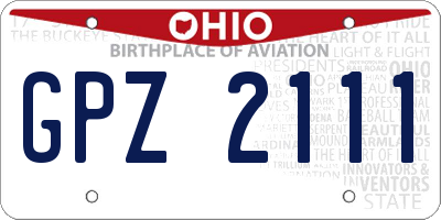 OH license plate GPZ2111